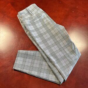 Womens SOHO Apparel Plaid Classic Minimalist Gray Stretch Pull-On Pants (Medium)